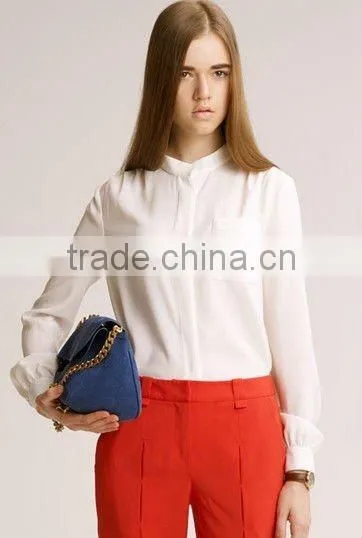 2013 Women Long Sleeve White Formal Shirts