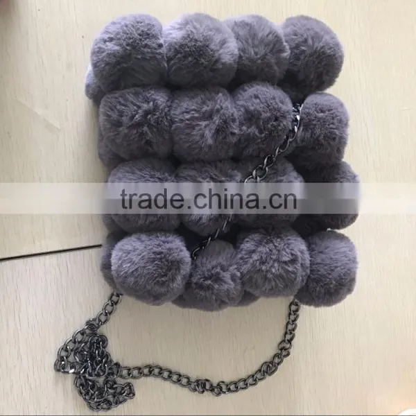 New Product Faux Rabbit Fur Ball Bag Selling Hot Package Bag Rabbit Hair Ball photo-2