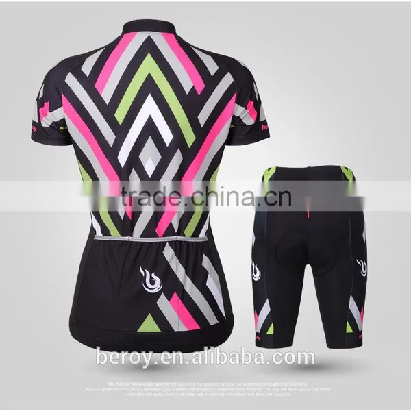 BEROY Geometrical Short Sleeve Garment Cycling Sets for Ladies,specialized Indoor Cycling Bike Clothes photo-2