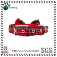 Fashional Claret Printed Canvas Dog Bow Tie Collar for Sale photo-2