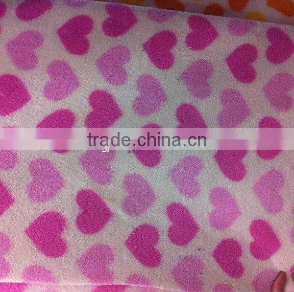 New Arrived 2013 Heart Pattern ,double-side ,surper Soft ,printed Flannel Velvet Fabric