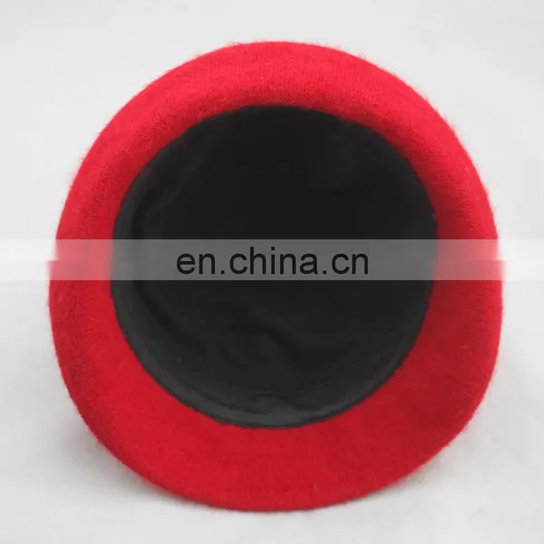 New Fashion Wholesale Ladies Red Straw Fedora Hat With Real Fur Pom Pom photo-6