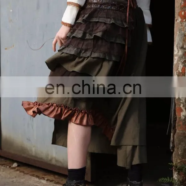 Steampunk Short Front Long Back Skirt With a Pocket photo-5