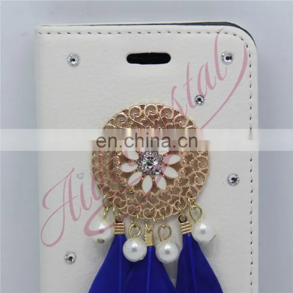 Aidocrystal Blue Feather Dreamcatcher Luxury Magnetic Cover New Flip Wallet pu Leather For I7 7Plus Case Fundas With Card photo-3