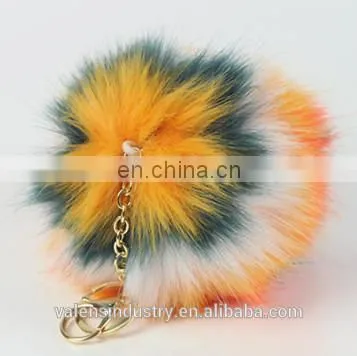 Hot Sell Colorful Fluffy Faux Fur Pom Poms Ball Keychain Pom Pom Ball Pendant for Woman Cellphone/handbag/hats/Car photo-2
