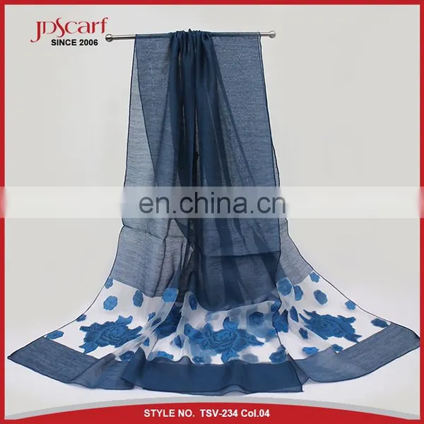Latest Design Great Quality Silk and Wool Feeling Muslim Lace Scarf Fashionable Scarf photo-3