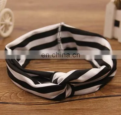Wholesale Elastic Headwear Turban Headband Wrap With Strip Design Hair Band for Kid photo-2