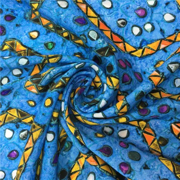 Breathable Soft Touch Custom Digital Printed 100% Printed Viscose Fabric photo-3