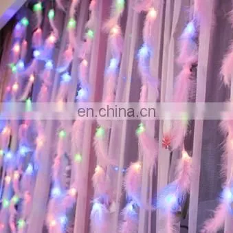 Solar Led Safety Holiday Curtain Feather String Lighting Remote Control Home Christmas Indoor Outdoor Decoration Fairy Light photo-2
