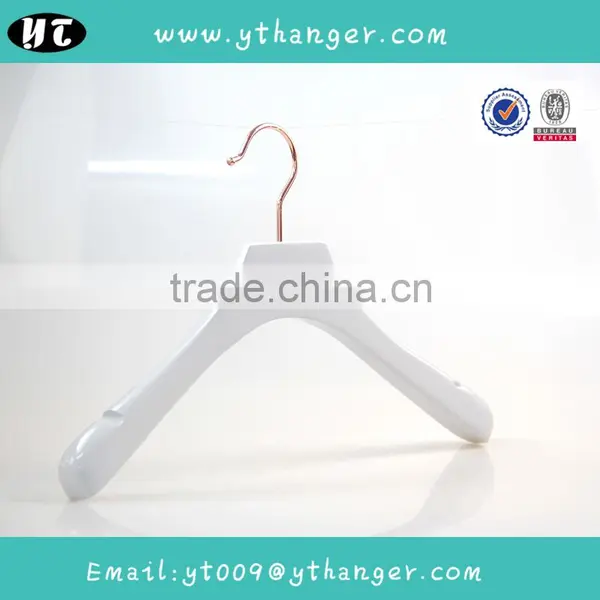 HA6927 White Wooden Coat Hanger With Rose Gold Pants Wooden Hanger photo-2