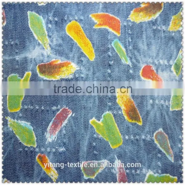 Oil Painting Style Denim Fabric photo-3