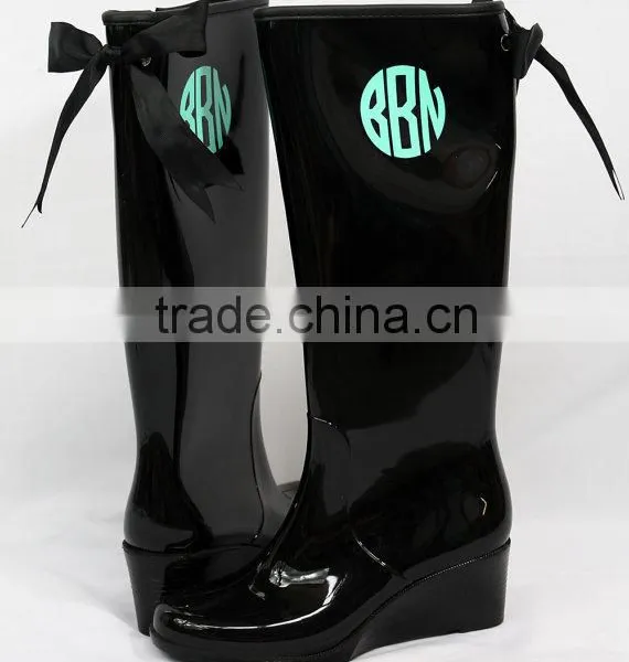Monogrammed Rain Boots With Preppy Bows photo-2