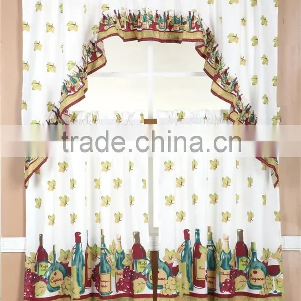HOT SELLING FASHION STYLE CHEAP PRICE FACTROY MICROFIBER PRINTING KITCHEN CURTAIN SET photo-5