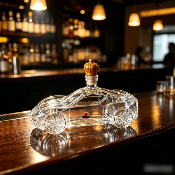 China Huaqi Glass Sports Car Shaped Whiskey Decanter With Crown Lid, Novelty Glass Liquor Bottle for Bar Gift photo-3