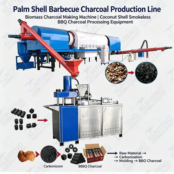 Palm Shell Barbecue Charcoal Production Line Biomass Charcoal Making Machine Coconut Smokeless BBQ Charcoal Processing Equipment EPC