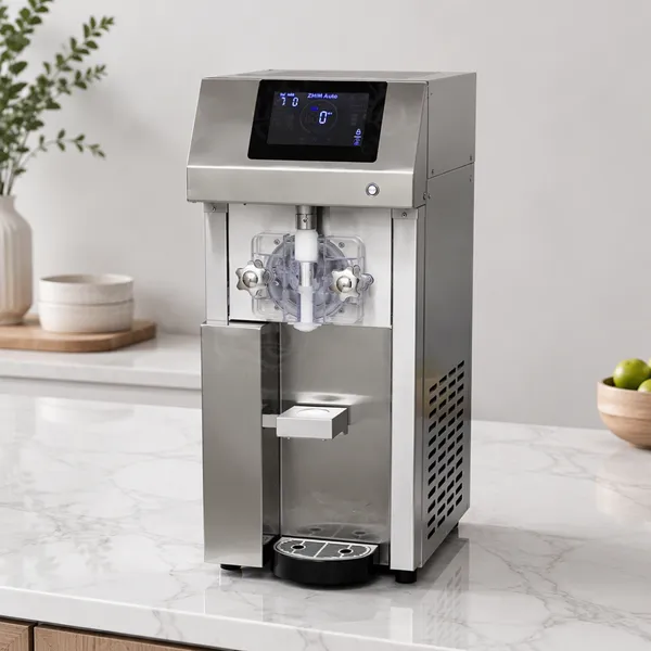 Mo-Qdmech Countertop Soft Serve Ice Cream Machine LS162 8.5L Hopper 12L Per Hour for Small Business Stainless Steel