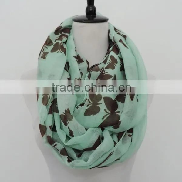 Wholesale Hot Hit New Pattern Butterfly Printing Polyester Cotton Infinity Scarf photo-5