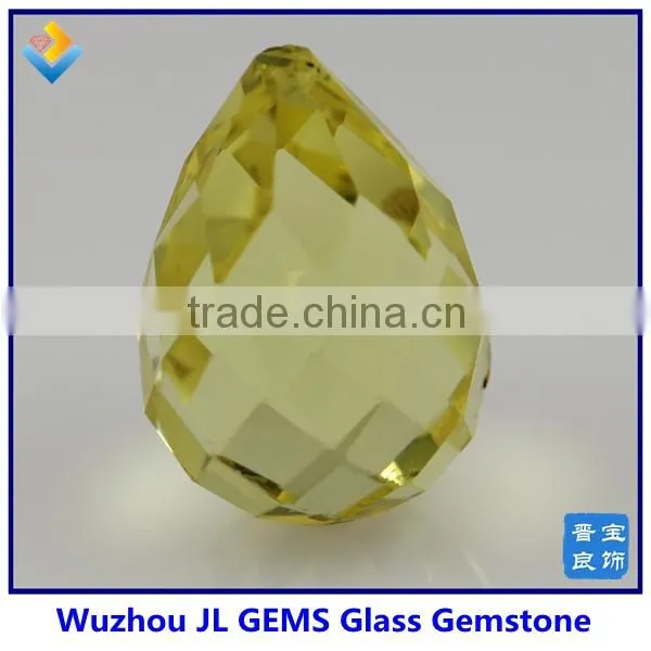 Synthetic Crystals Light Yellow Tear Drop Glass Gem Semi Precious Gem Stone