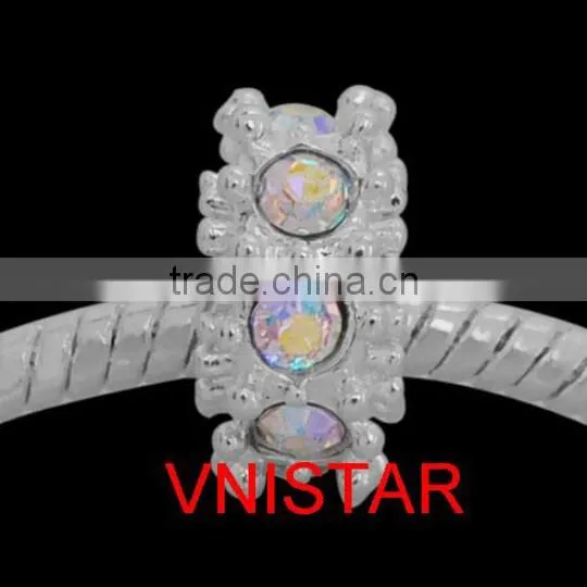 Vnistar Silver Plated Beads With 8 Pieces Stone Beads in Different Colors Size in 6*11mm PBD850 for Bracelet photo-2