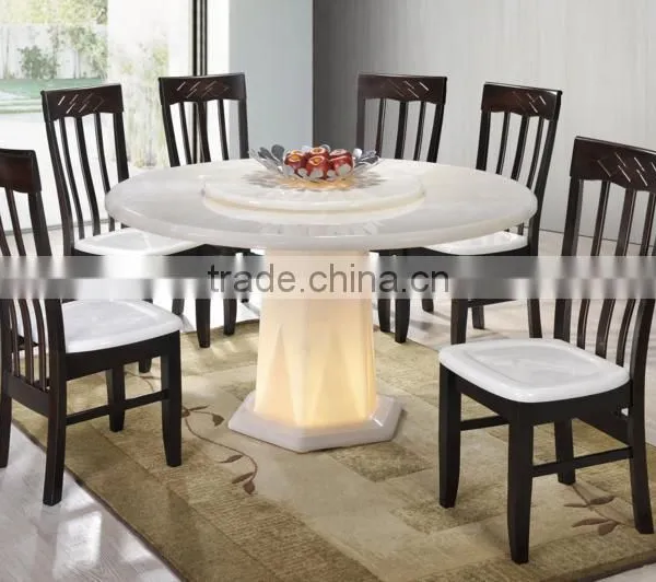 Marble Dining Table Wooden Chair Glowing Table Stand