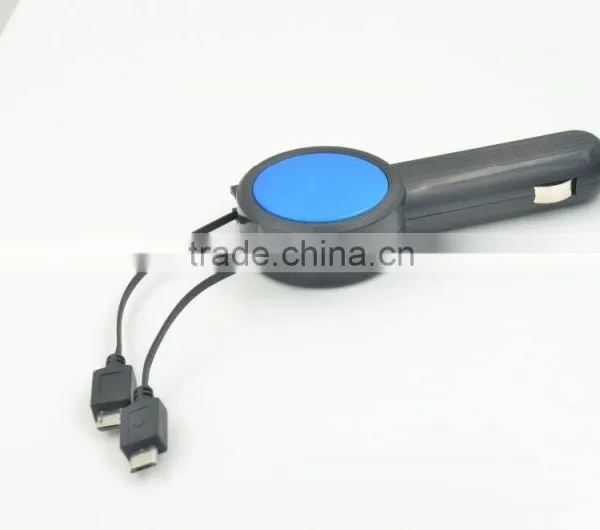 New Design Protable 3.1A Car Battery Charger With Double Retractable Built-in Cable for Iphone/samsung/Type-C/htc/blackberry photo-3