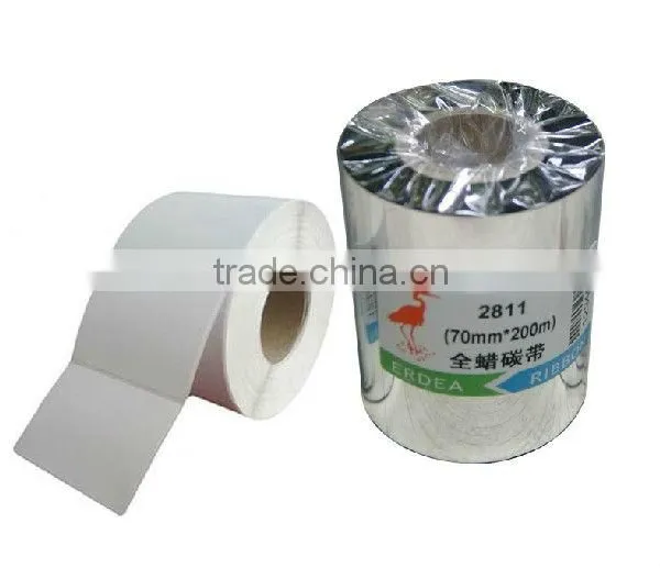 Wax Ribbon-70mm*200M Self Adhesive Label Ribbon / Barcode Label Printer Ribbon photo-2