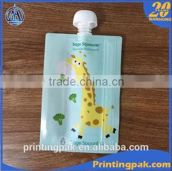 BPA Free Reusable Stand up Baby Food Spout Pouch With Childproof Zip Lock Quality Choice photo-5