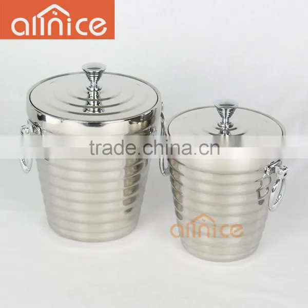 Unique Design Elegance Lines Ice Bucket With Tongs Stainless Steel (Grade 304) Wine Bucket/wine Cooler With Deluxe Mirror Finish photo-2