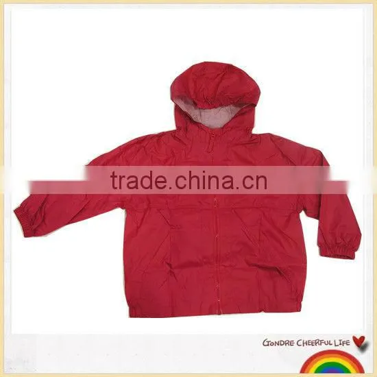 Waterproof Polyester Red Foldable Rain Jacket