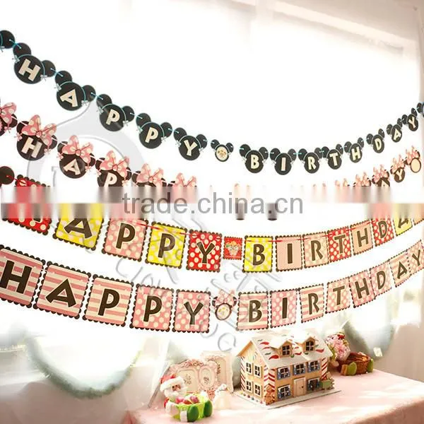 Wholesale 3m "Happy Birthday" Mickey Head Scroll Decorative Party Banner