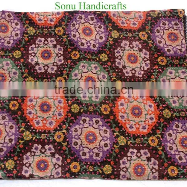 Indian Kantha Quilt Bedspread Throw Blanket Vintage Ethnic photo-4