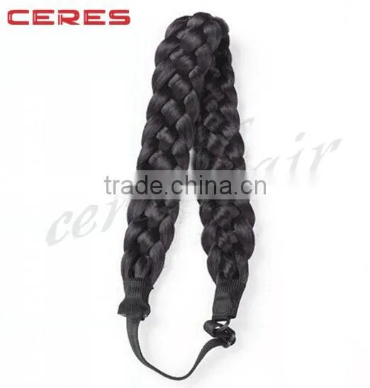 Afro Black Half Braid and Half Curly Long Synthetic Lace Front Braided Wig Braided Headband Wig Quality Choice photo-4