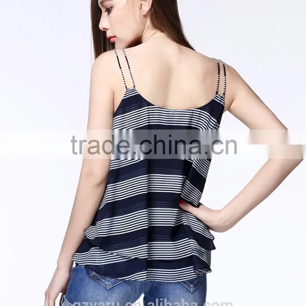 Fashion Lady Sexy Stripe Tank Top Loose Vest photo-5