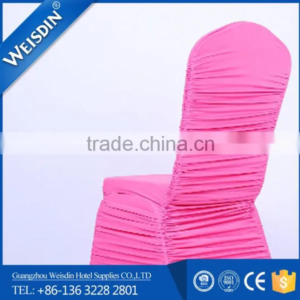 Luxury Wedding Hotel Banquet Cheap Spandex Lycra Ruffled Chair Cover Wholesale China photo-3