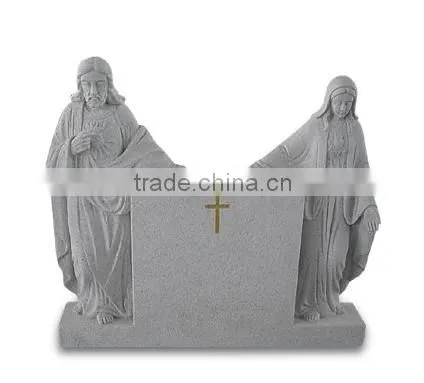 Sesame White Granite Headstone With Godlen Cross