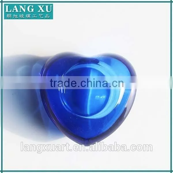 LX-Z010 Valentine's Day Gift Blue Color Bling Crystal Glass Heart Shape Tealight Candle Holder photo-2