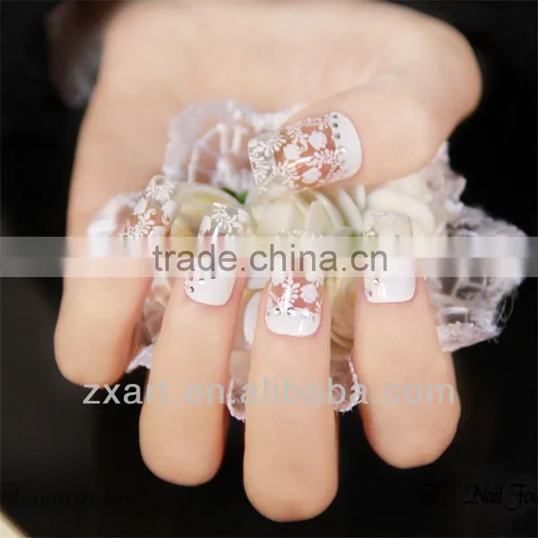 Hot Fashion Shining White Lace Nail Wraps Bling 2D Nail Wraps UV Gel Nail Sticker photo-5