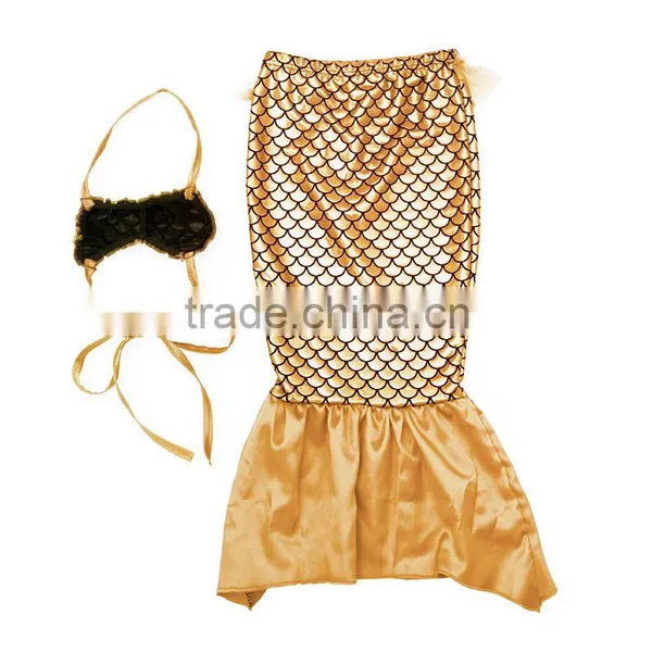 2016 Children Summer Outfit Mermaid Birthday Outfit Gold Top and Mermaid Tail photo-2