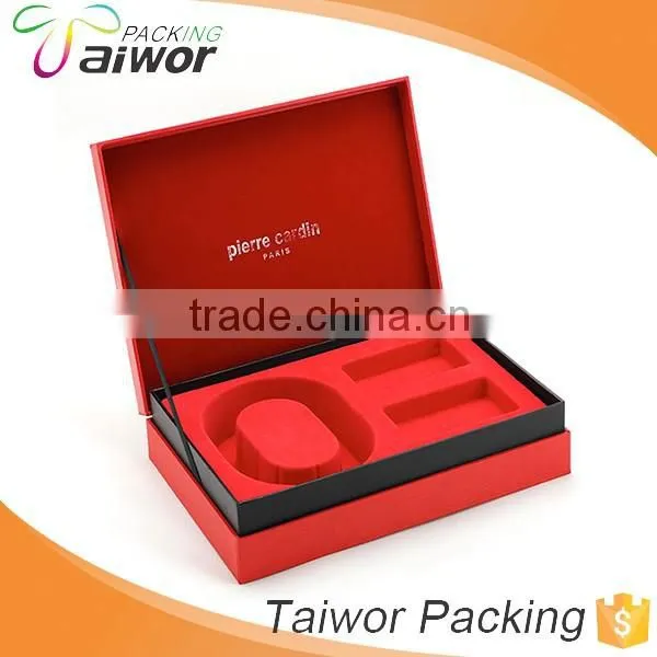 Luxury Bespoke Red Leather Paper Flocked PVC Tray Christmas Cosmetic Gift Box photo-4
