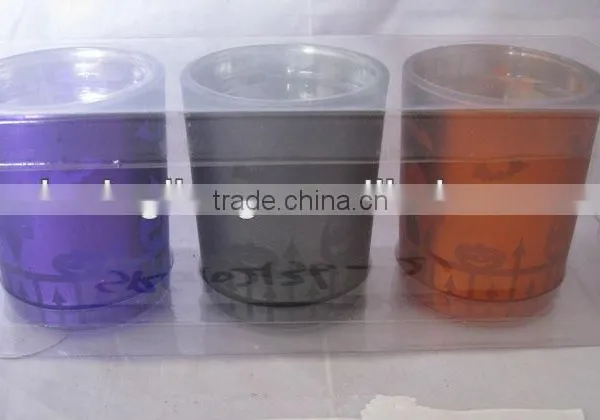 Glass Candle Cup With Halloween Electroplate Decorating