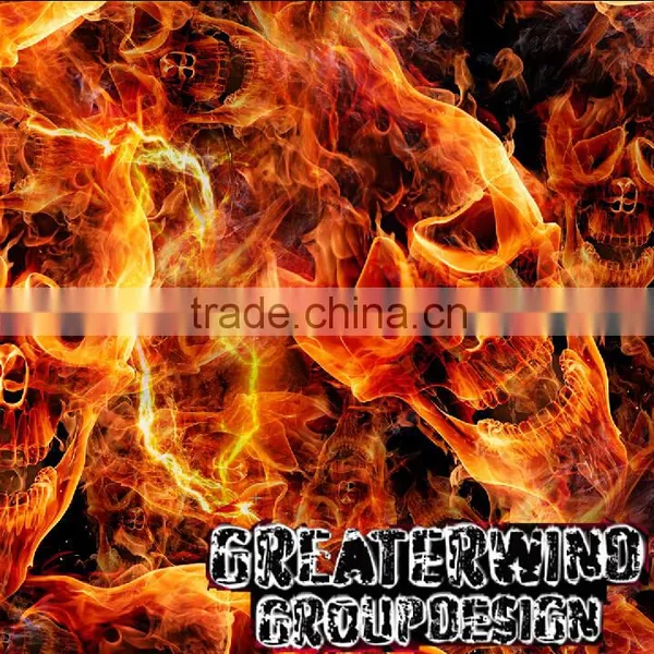 2016 Width 100cm GWR081 Flaming Skull Pattern Hydrographics Film Pva Water Transfer Printing Film photo-6