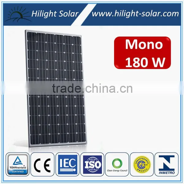 TUV IEC CE CEC ISO High Efficiency 180Wp Mono PV Solar Module