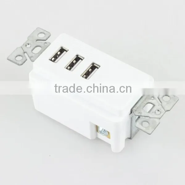 5V/3100mA 3 USB Ports Wall Socket Charger Electrical Power Outlet Panel Plate photo-5