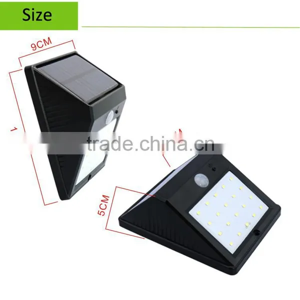 20 Led Triangle Shape 800mah Battery PIR Sensor + Light Control+weak Light Solar Motion Sensor Light photo-2