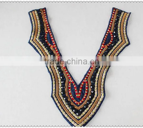 Customized Embroidery Ladies Garment Collar, Black Acrylic Beaded Necklace, Colourful Embroidery Collar for Garment photo-5