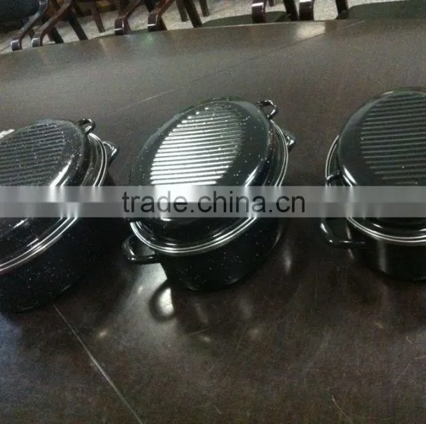 Enamel Roast Chicken Pot ,Enamel Roasting Pan , Enamel Oval Roaster , Self Basting Oval Roaster,Roast Chicken Machine, photo-2