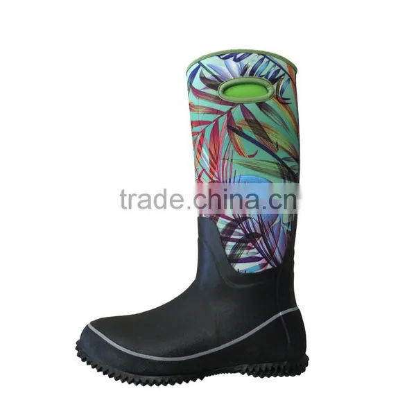 Ladies Vintage Long Patterned Rubber Boots photo-3