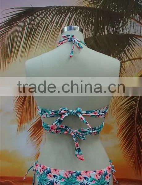 2016 New Arrival Flower Printed Retro High Waist Bikini photo-2