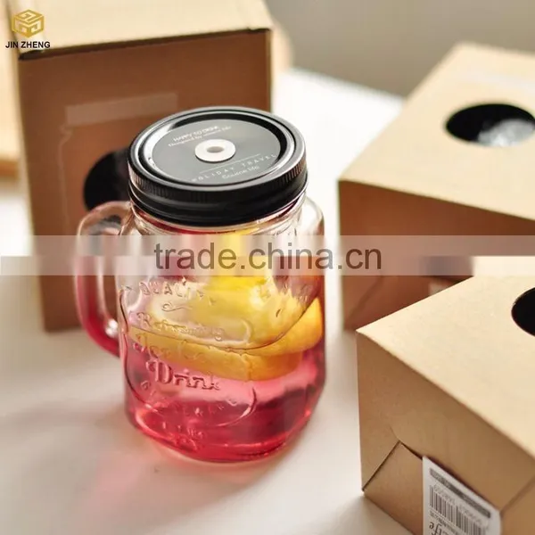 Glass Bottle for Water Drinking Mason Jar With Handle