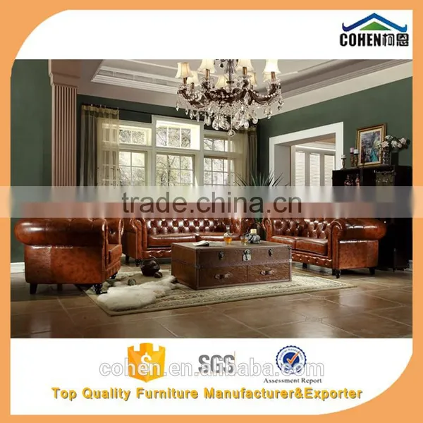 Jane European Style Cheap Living Room Furniture Design Center Table Trunk With Genuine Leather Covered photo-5